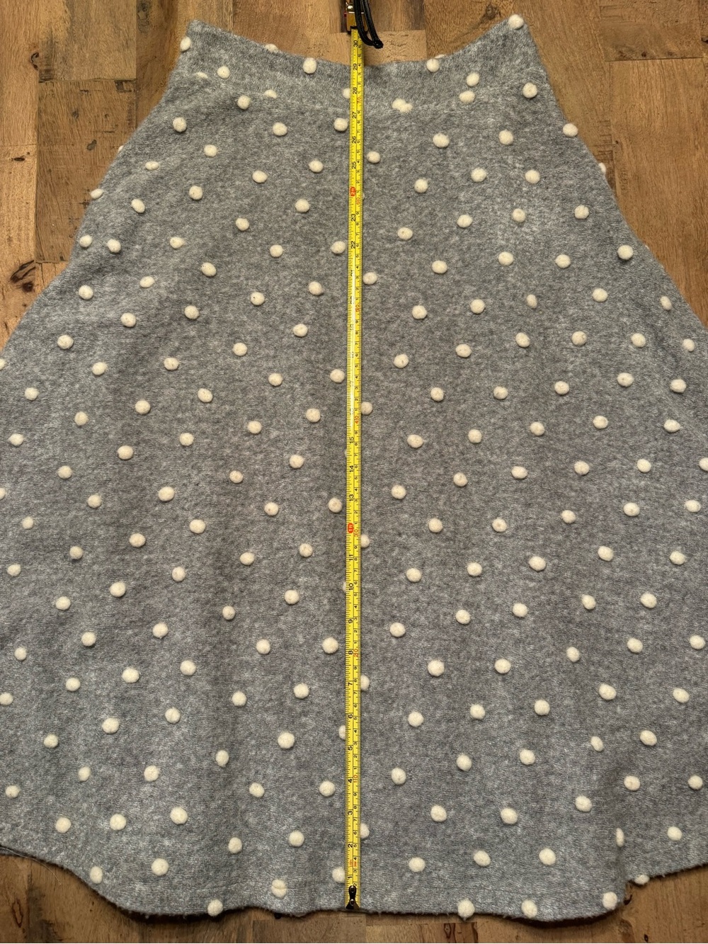 Maeve Anthropologie Wool Blend Raised Polka Dot Midi Skirt Gray Orange XS - Picture 7 of 8